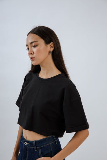 Basic Drop Shoulder Crop Tee