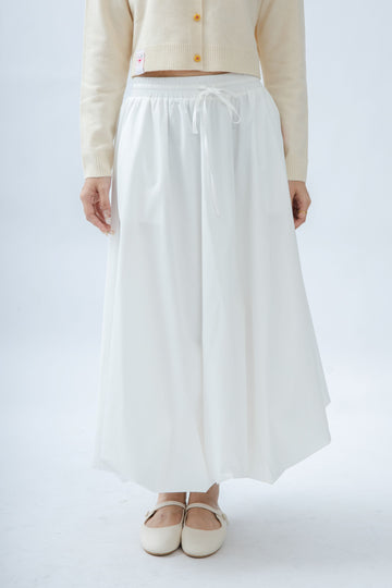 Drawstring Balloon Skirt (White)
