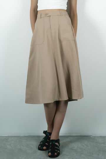 Gionna Mid-Length Flared Skirt (Khaki)