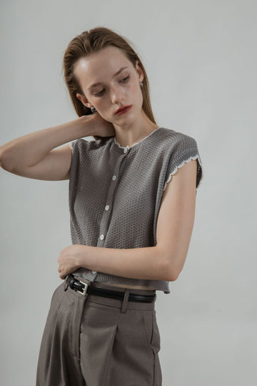 Eco Two-Way Crochet Knit Top (Grey)