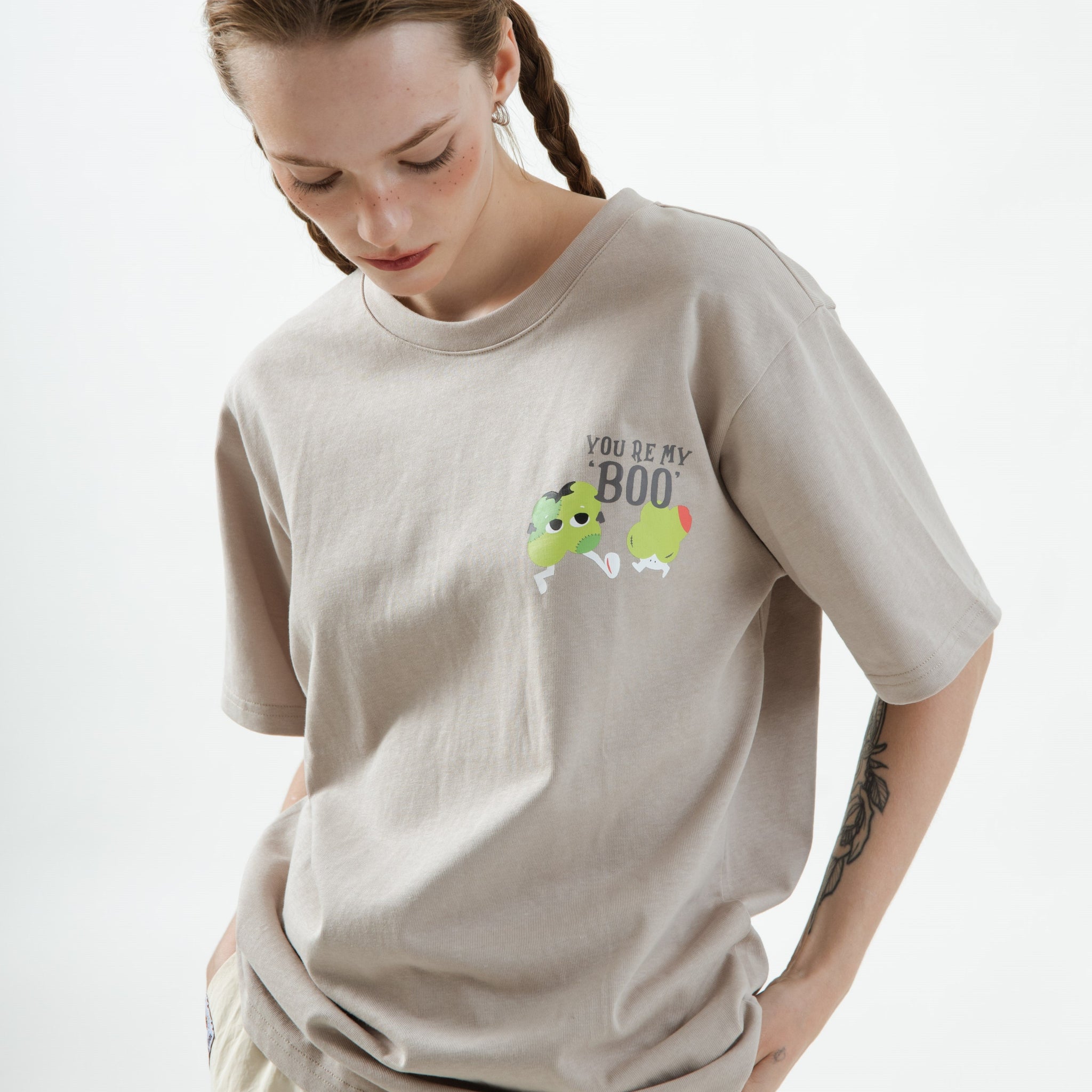 LULU You Are My "Boo" Tee (Khaki  Grey)