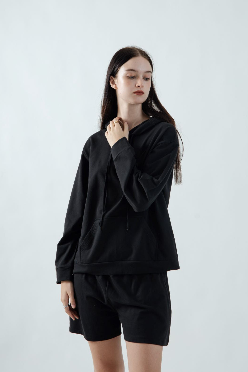 Oversized Cotton Hoodie (Black)