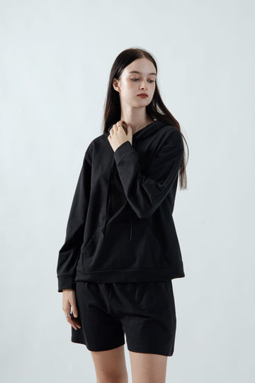 Oversized Cotton Hoodie (Black)
