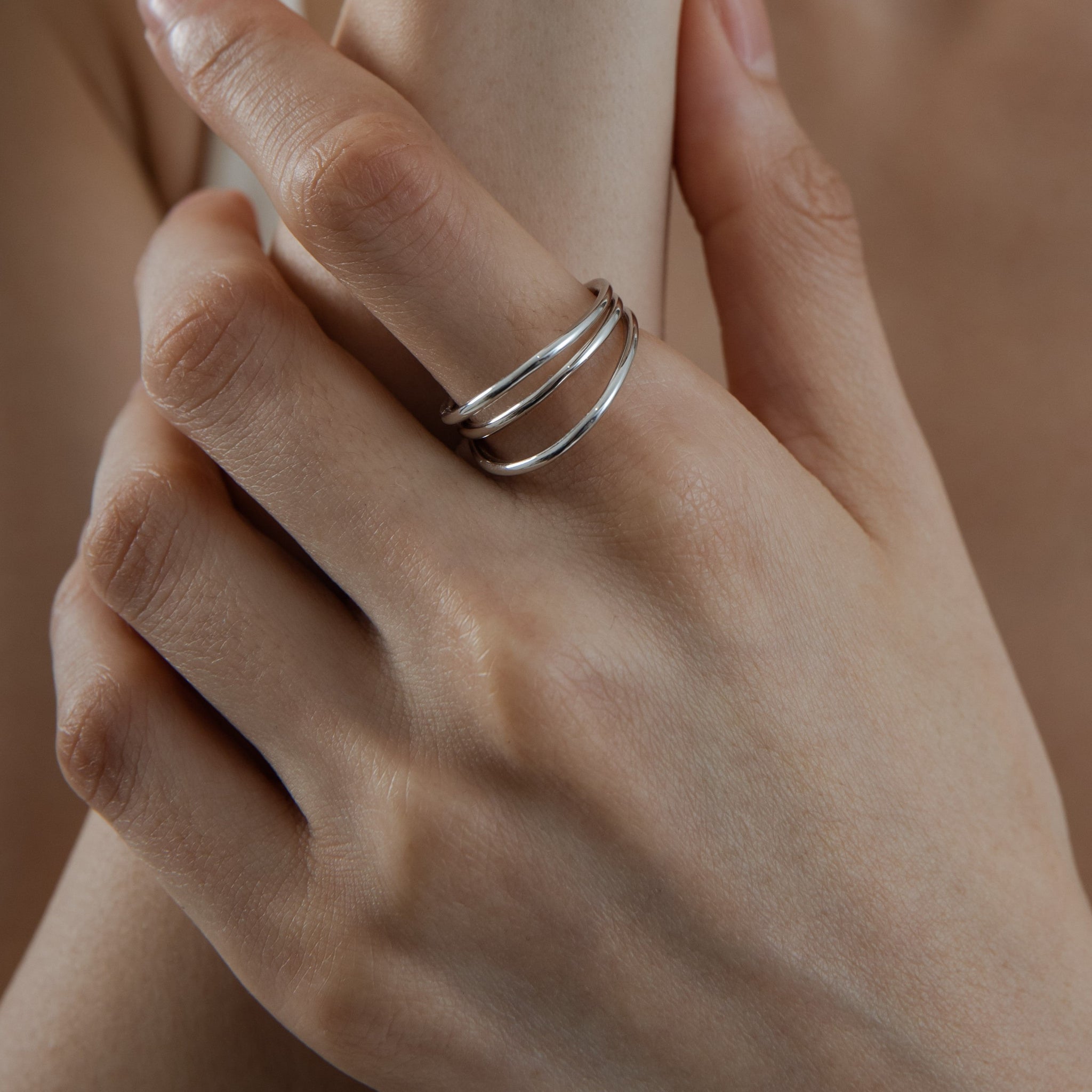 Leah Triple Hoop Plated Ring (Silver)
