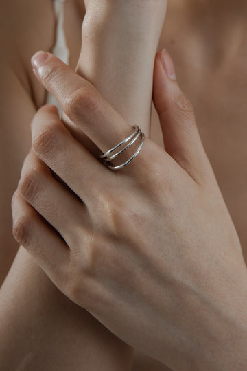 Leah Triple Hoop Plated Ring (Silver)