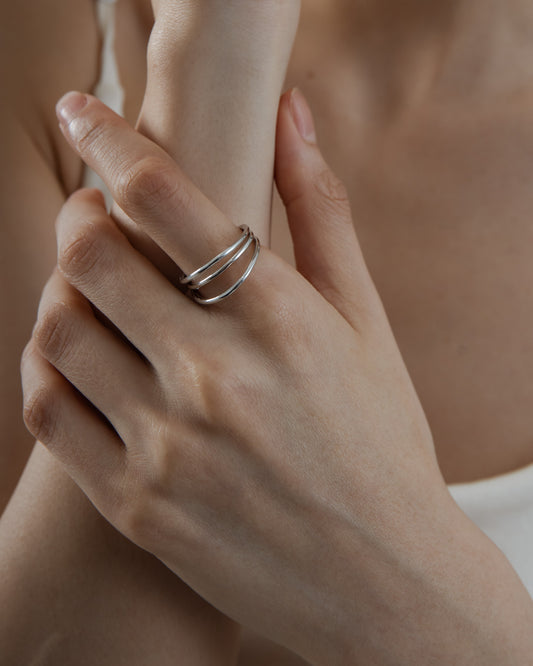 Leah Triple Hoop Plated Ring (Silver)