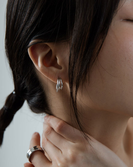 Lydia Triple Hoop Plated Earrings (Silver)