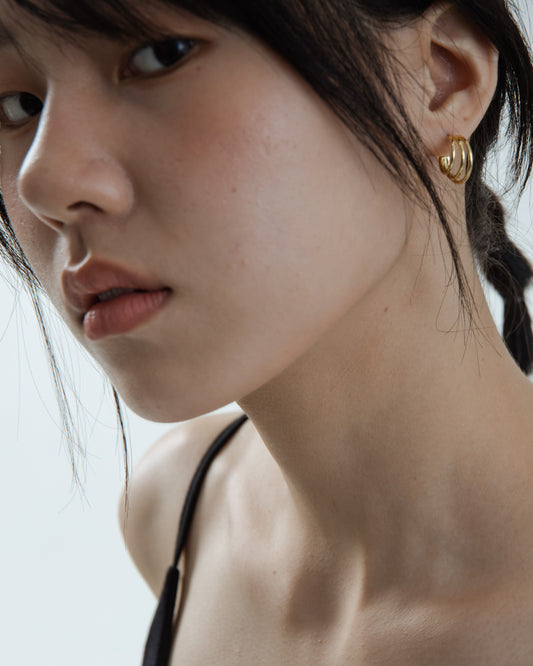 Lydia Triple Hoop Plated Earrings (Gold)
