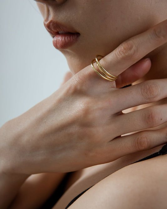 Leah Triple Hoop Plated Ring (Gold)