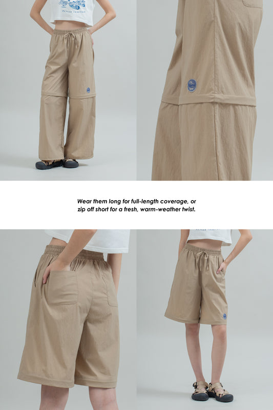 LULU & FRIENDS Zip Convertible Nylon Pants (Dark Khaki)
