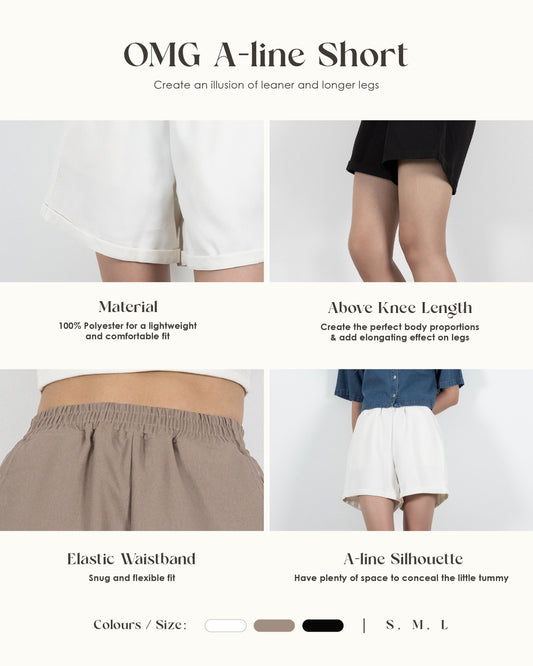 Elastic Waist Casual Shorts (Khaki)