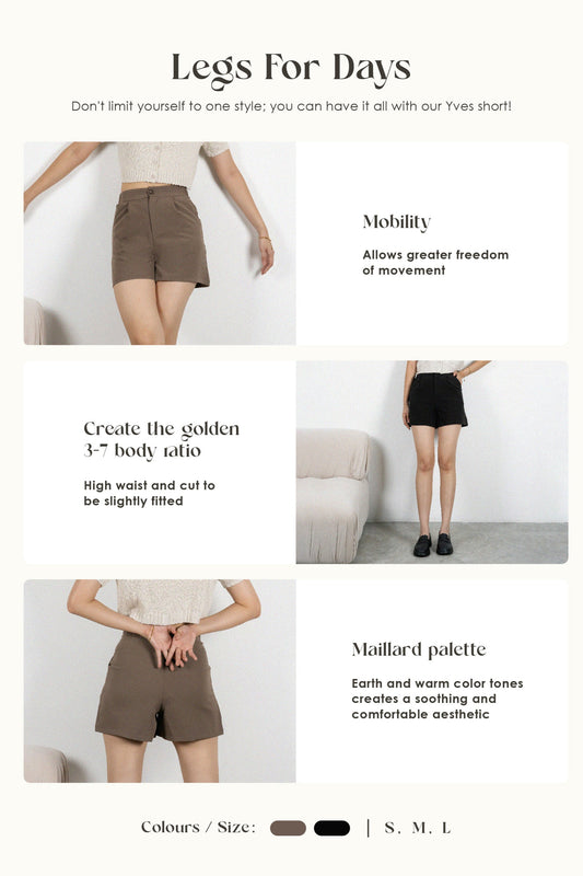 Yves Wide Legs Shorts (Khaki Brown)