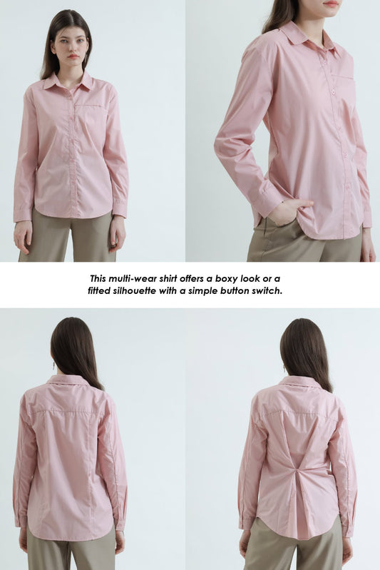 Hidden Pocket Boyfriend Shirt (Pink)