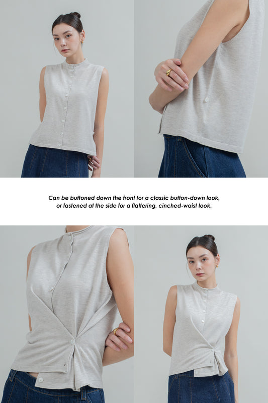 Soho Mock-Neck Sleeveless Knit (Bone)