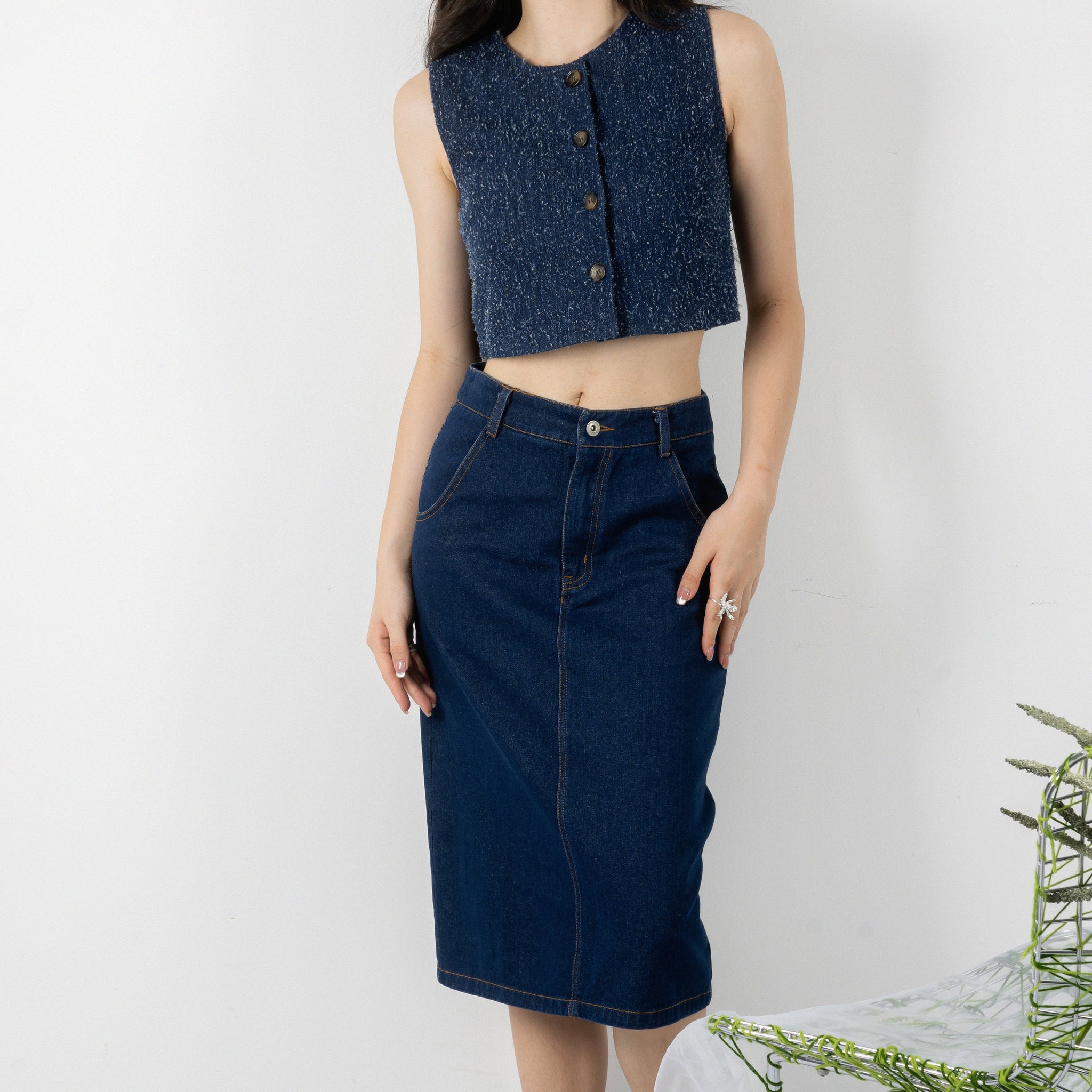 Denim Pencil Skirt (Denim)