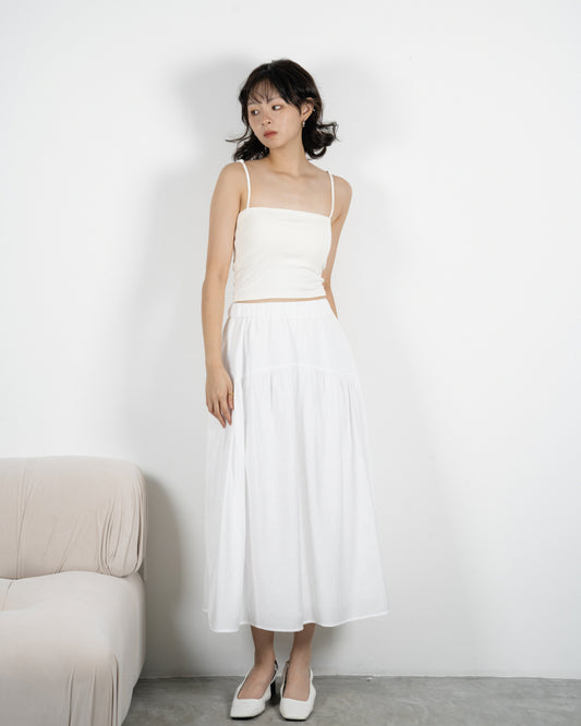 Adeline Flare Maxi Skirt (White)