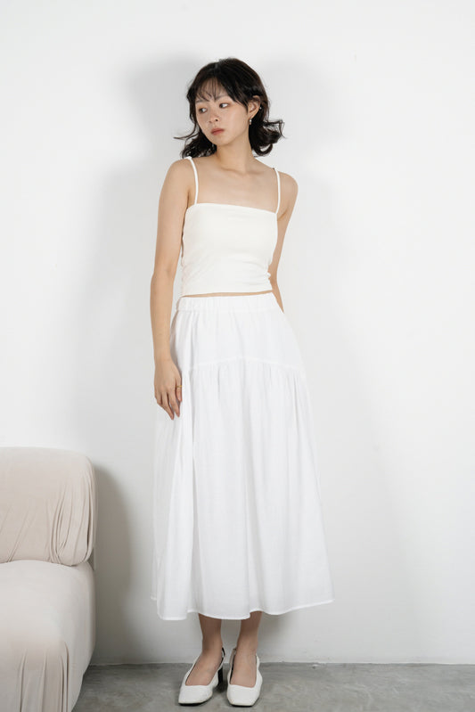 Adeline Flare Maxi Skirt (White)