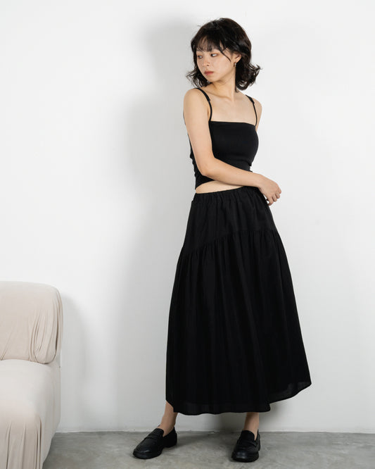 Adeline Flare Maxi Skirt (Black)