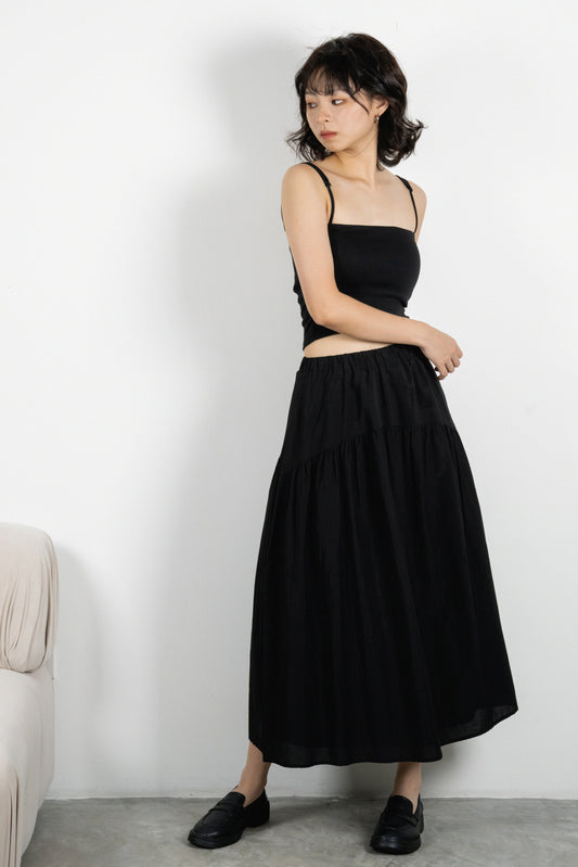 Adeline Flare Maxi Skirt (Black)