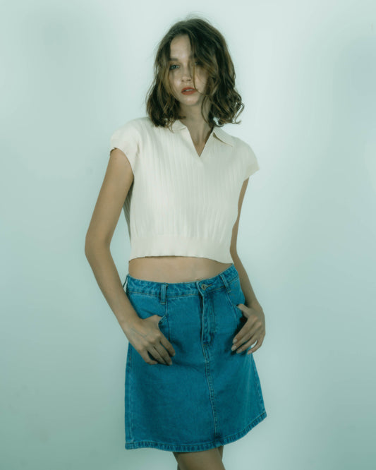 Zoe Denim A-Line Skirt (Denim)