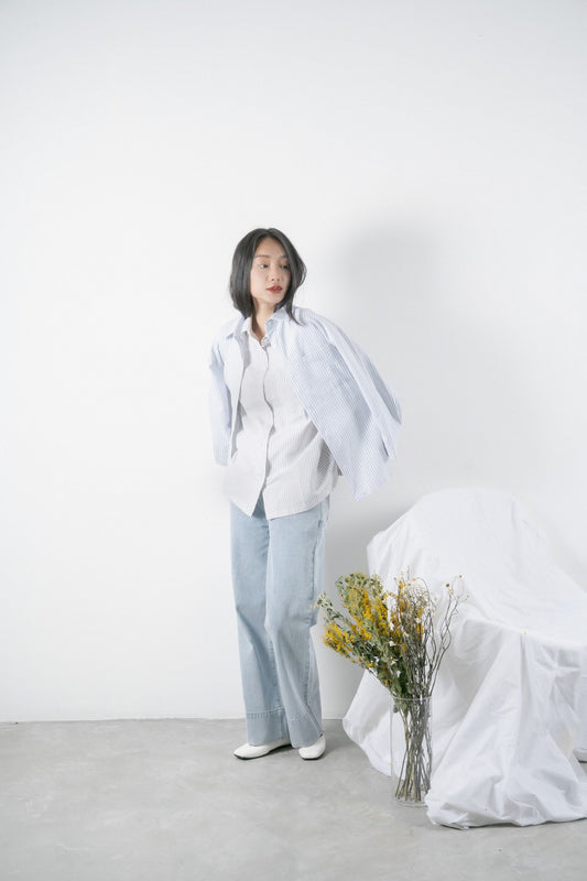 Stripes Oversize Shirt (Navy)