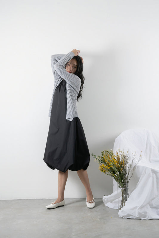 Sleeveless Puffy Dress (Black)