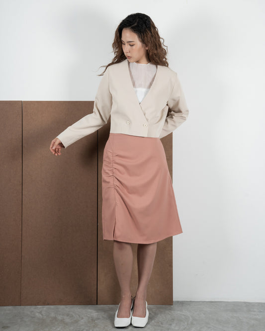 Erica Gathered A-Line Skirt (Pink)