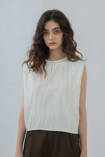 Two Way Sleeveless Shirt (White)