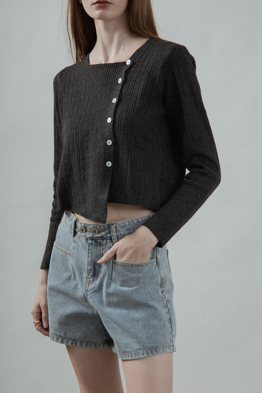 Rania High Waist Denim Shorts (Denim)