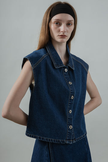 Dolman Sleeve Denim Vest (Denim)