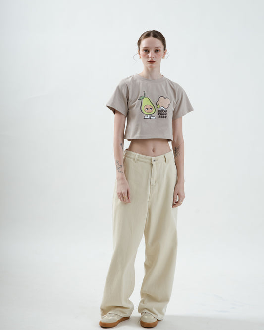LULU You're Pear-fect Graphic Cropped Tee (Khaki Grey)