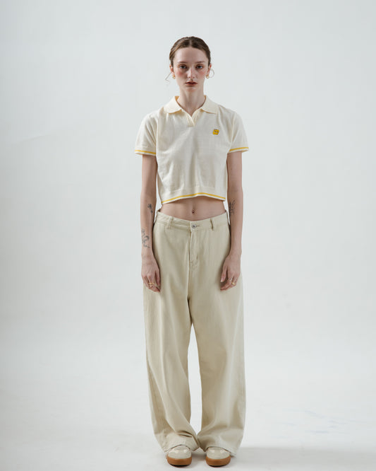 Lemon-LU Collared Knit Top (Cream)
