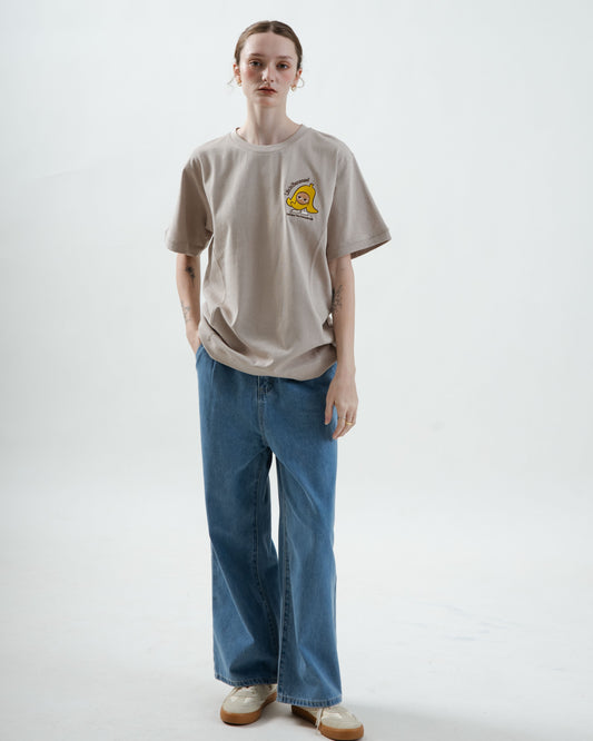 LULU Life is Banana Embroidery Graphic Tee (Khaki Grey)