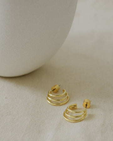 Lydia Triple Hoop Plated Earrings (Gold)