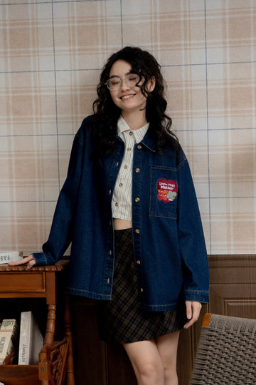 LULU Embroidery Pocket Denim Jacket (Denim)