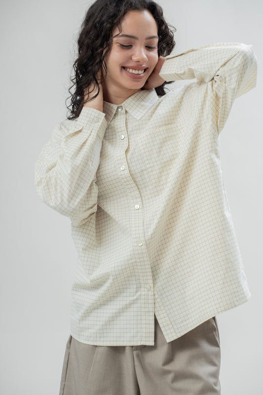 Poppy Plaid Long Sleeve Shirt (Beige Checked)
