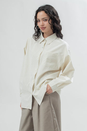 Poppy Plaid Long Sleeve Shirt (Beige Checked)