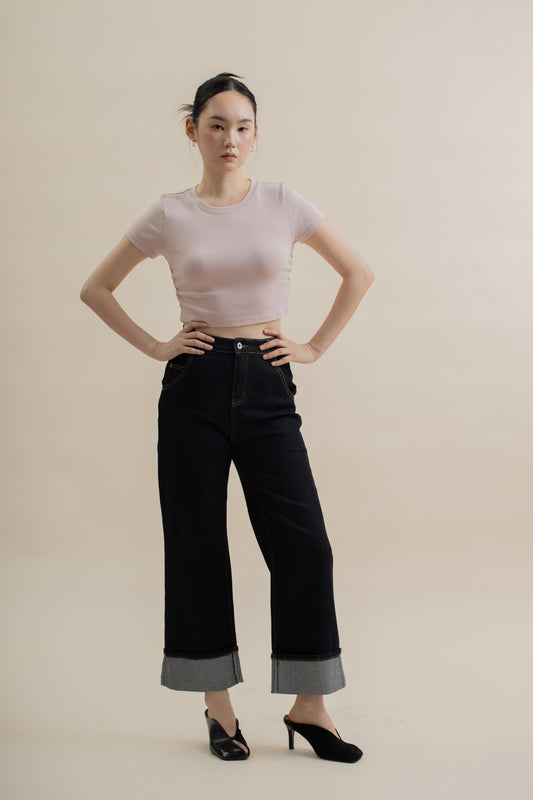 Short Sleeve Gathered Waist Tee