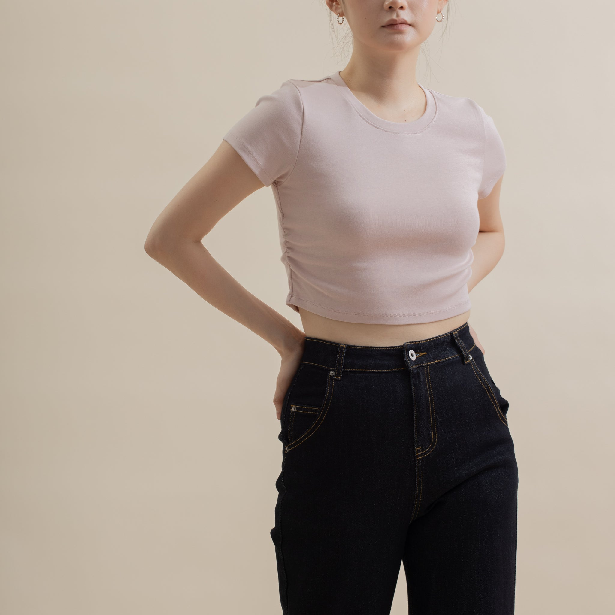 Short Sleeve Gathered Waist Tee