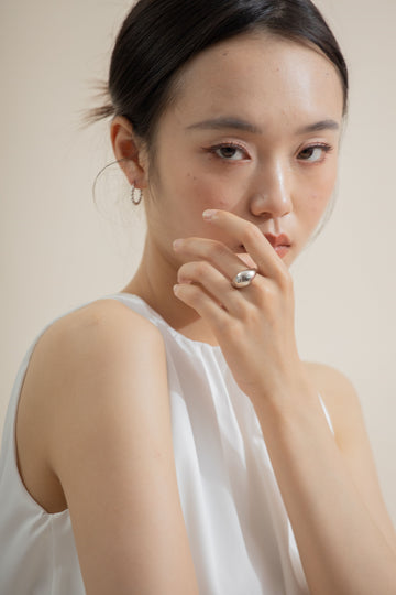 Oversized Teardrop Ring (Silver)