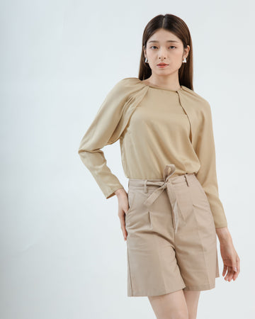 Open Slit Sleeve Top (Champaign)