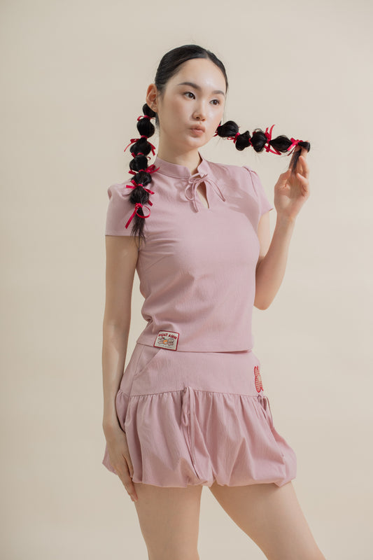 LULU Flower Embroidery Puffy Skirt (Pink)