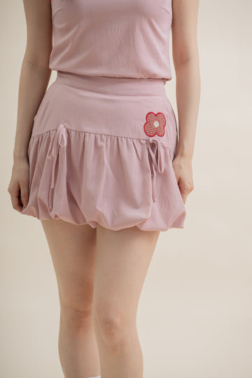LULU Flower Embroidery Puffy Skirt (Pink)