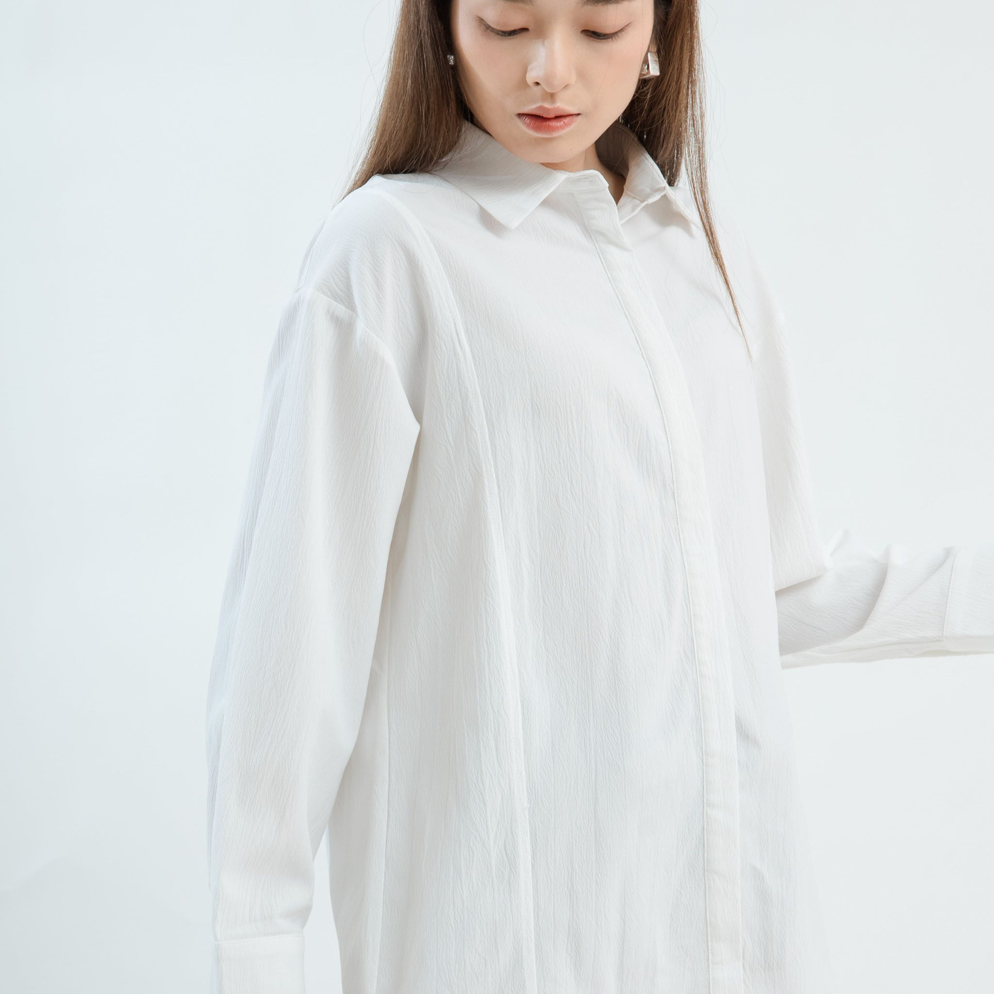 Cut & Sew Long Sleeve Shirt (Off White)