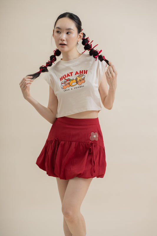 LULU Huat Ahh Cap Sleeve Top (Beige)