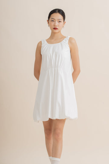 Lumi Ruched Sleeveless Dress (Ivory)
