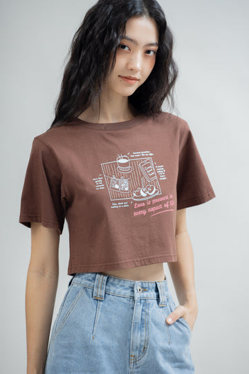 SHOPLOOOH Love Is Present In Every Aspect Of Life Tee (Brown)
