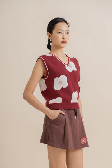 LULU Blooming Knitted Vest (Red Mix)