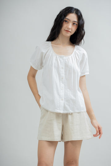 Eloise Lace-Trim Blouse (Ivory)