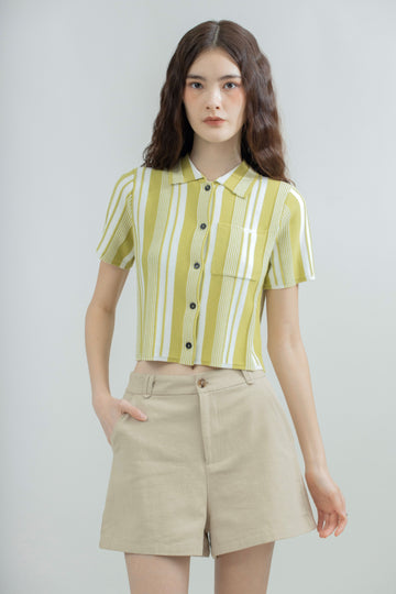 Cassia Stripes Knit Short Sleeve (Green Mix)